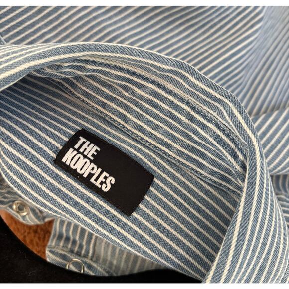 The Kooples Blue Striped Western Snap Shirt Size 3 (Fits M) - Picture 5 of 9
